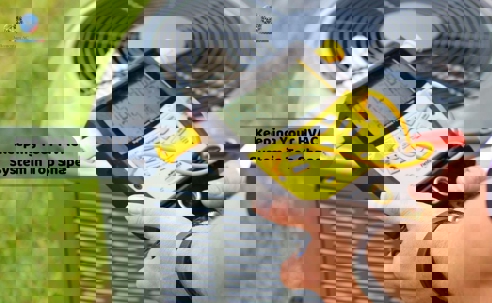 Technician checking an HVAC unit using a device.