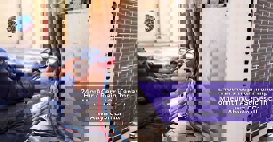 A technician checking an outdoor AC unit