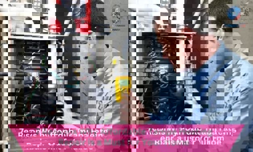 Technician checking a heating unit.