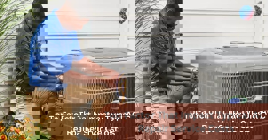 An air conditioning technician services an AC unit.