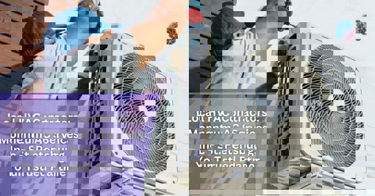 An HVAC technician repairing an outdoor unit