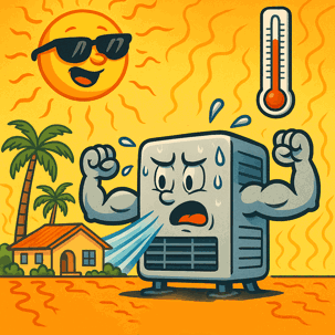 cartoon of an AC working hard