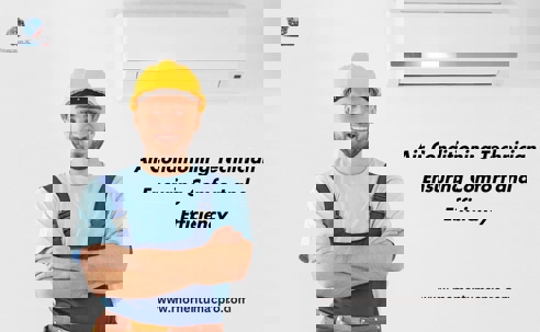 HVAC Technician beside a split-type AC.