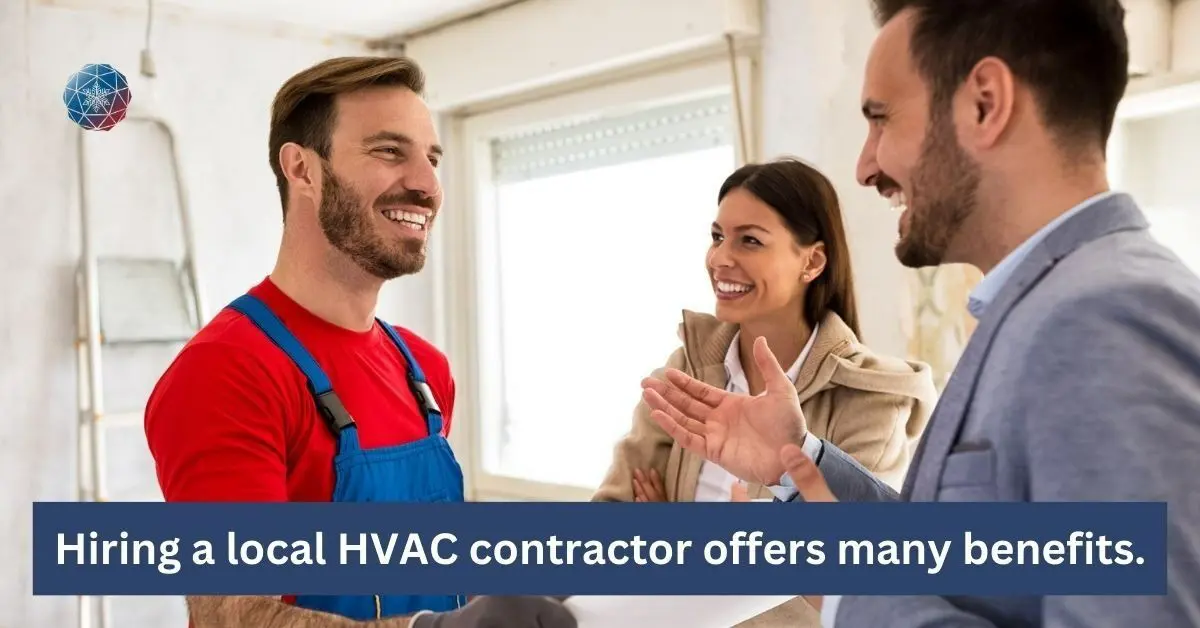 An HVAC technician talking with his clients