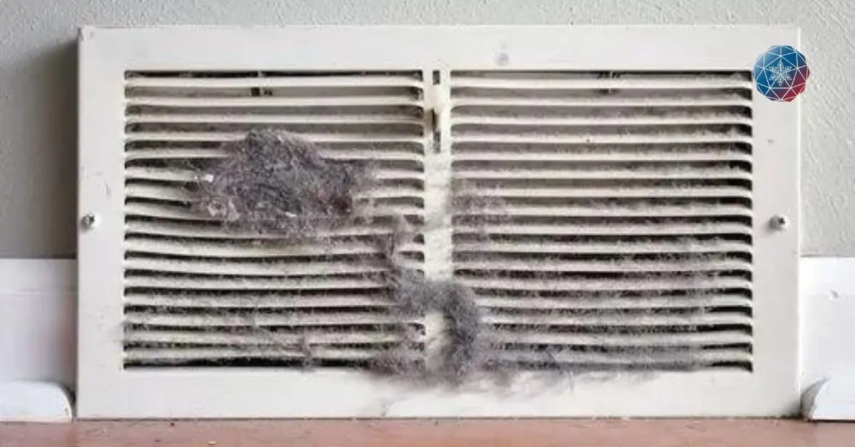 An air duct with a lot of dust