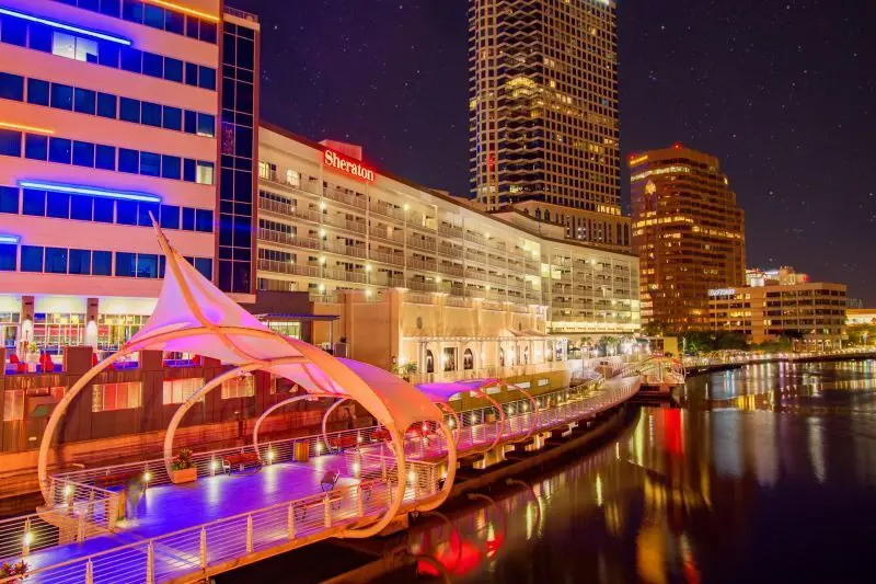 Tampa Riverwalk at night