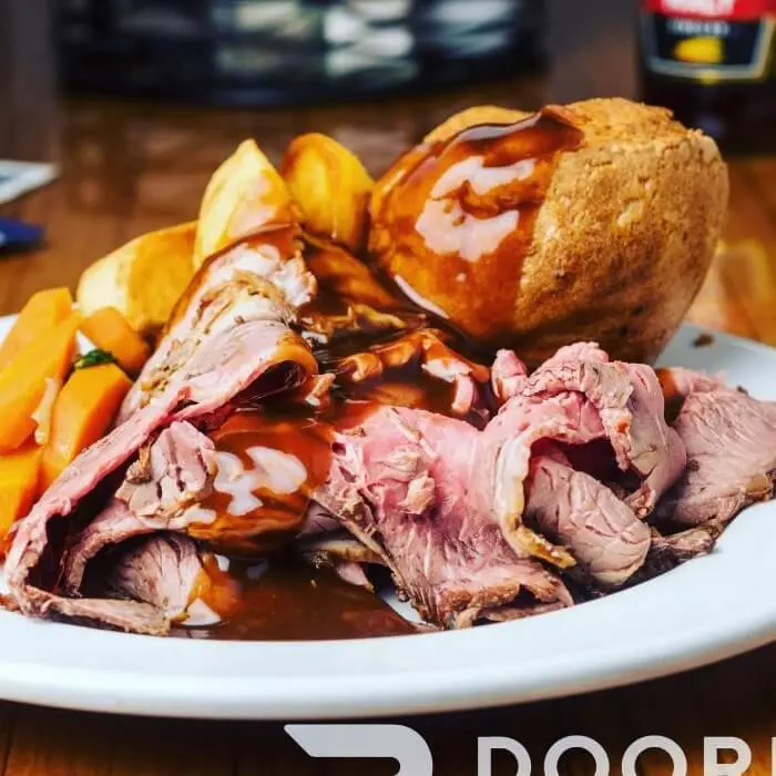 roasted beef and potatoes